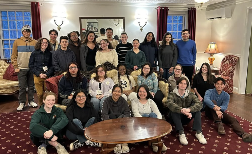 Catholic retreatants (about 30 people smiling at the camera)